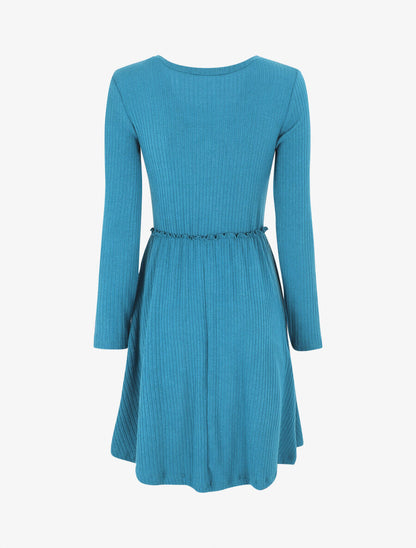 Robe pull longue unie - Bleu canard - 2