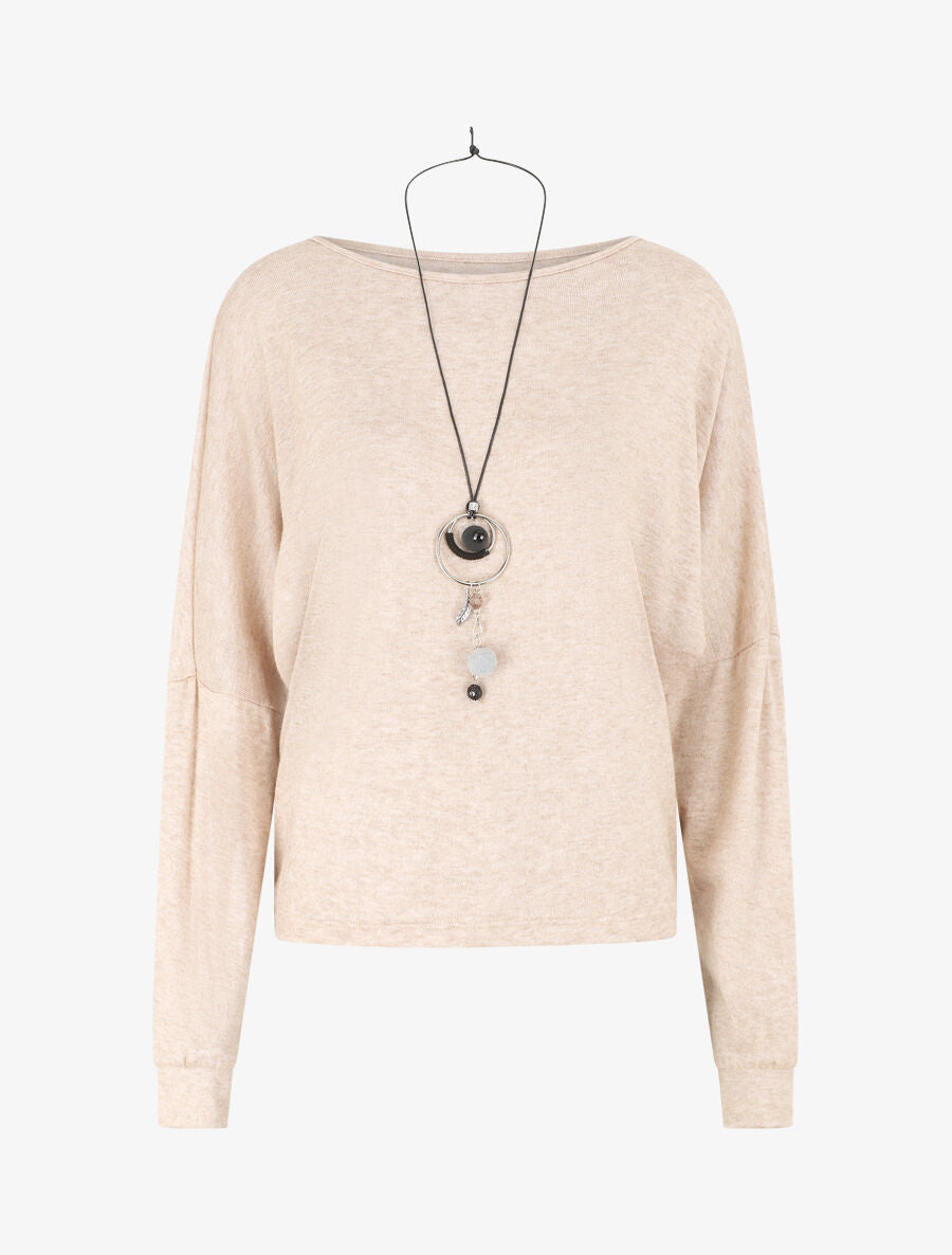 Pull uni fin à dos nu - Beige - 4