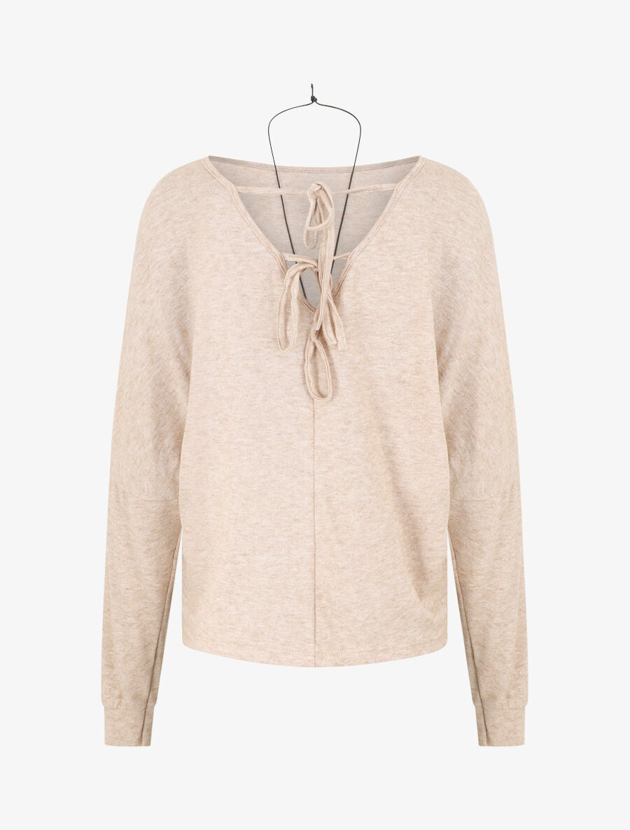 Pull uni fin à dos nu - Beige - 2