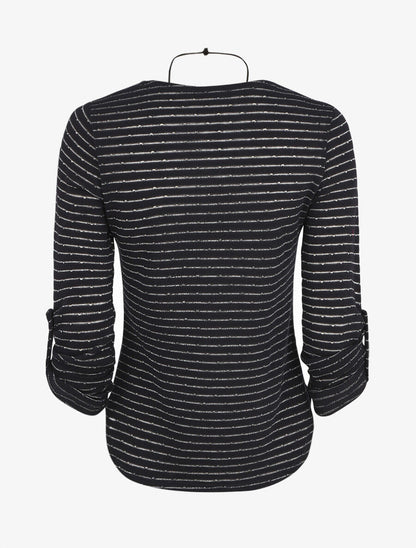 Pull ample à rayures irisées - Marine - 2