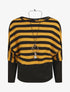 Pull ample à rayures - Noir/moutarde - 1
