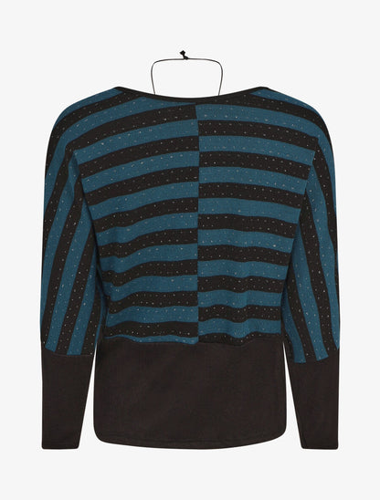 Pull ample à rayures - Noir/bleu canard - 2