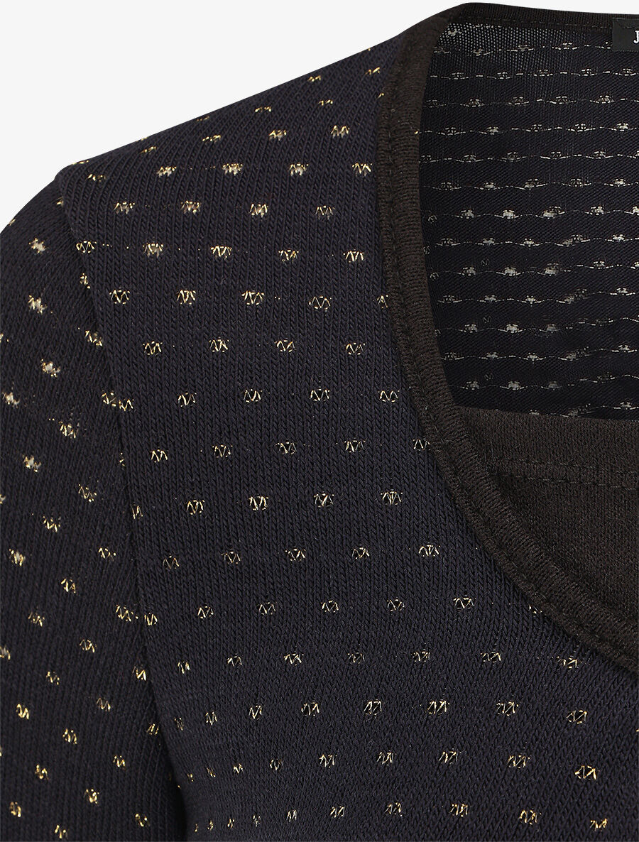 Pull uni à détail irisé - Marine - 3