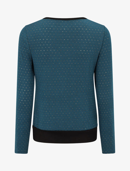 Pull uni à détail irisé - Bleu canard - 2