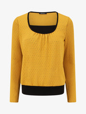 Pull uni à détail irisé - Jaune moutarde - 1