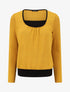 Pull uni à détail irisé - Jaune moutarde - 1