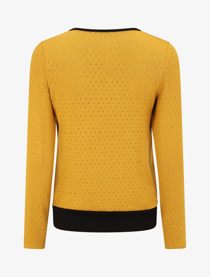 Pull uni à détail irisé - Jaune moutarde - 2
