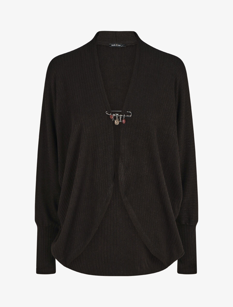 Gilet côtelé oversize à broche - Noir - 1