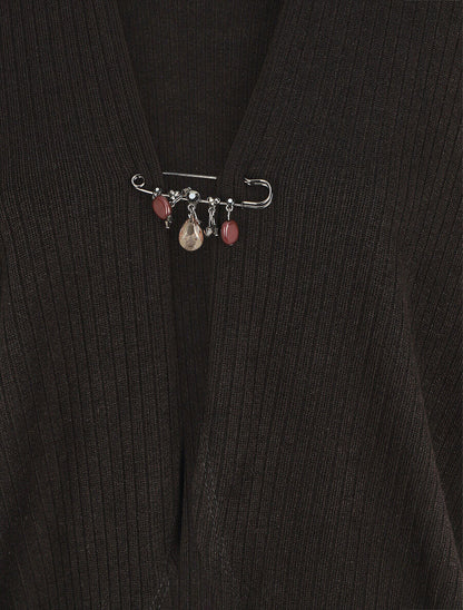 Gilet côtelé oversize à broche - Noir - 3