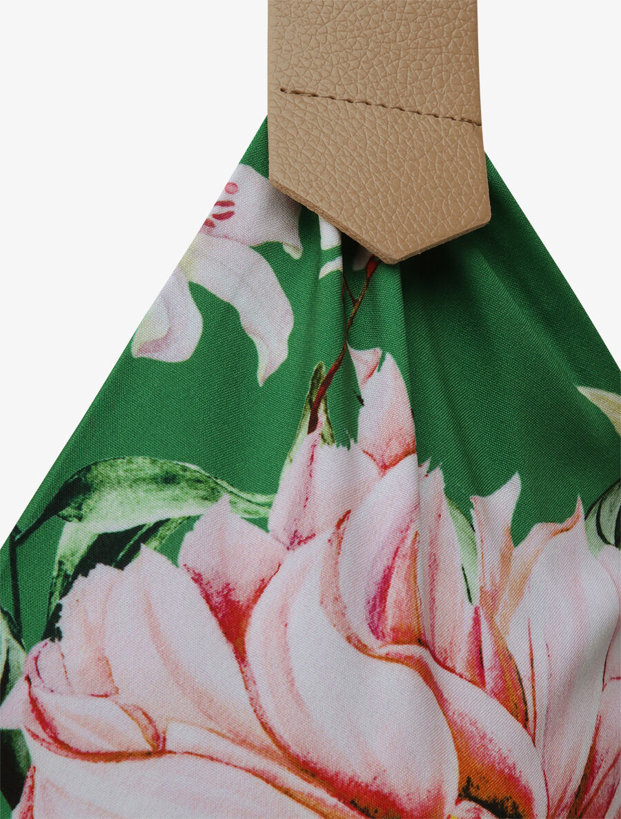 Robe patineuse courte imprimé fleuri à bretelles stylisées - Vert - 4