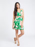 Robe patineuse courte imprimé fleuri à bretelles stylisées - Vert - 1