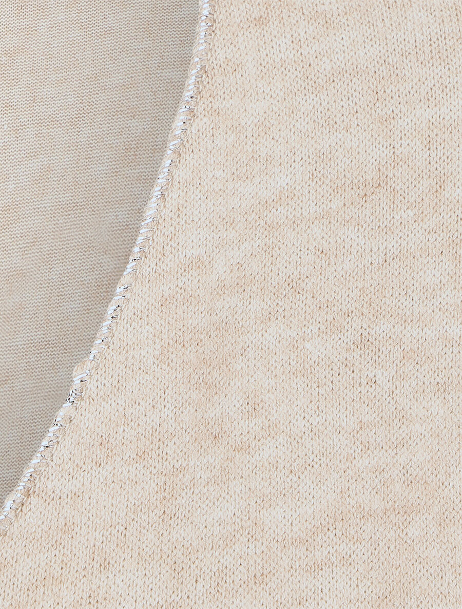 Pull ample col V motif plumes - Beige - 3