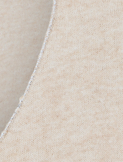 Pull ample col V motif plumes - Beige - 3