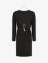 Robe ajustée à noeud et manches longues - Noir - 1