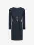 Robe ajustée à noeud et manches longues - Marine - 4