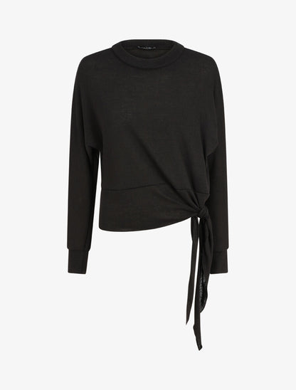 Pull droit uni à noeud - Noir - 1
