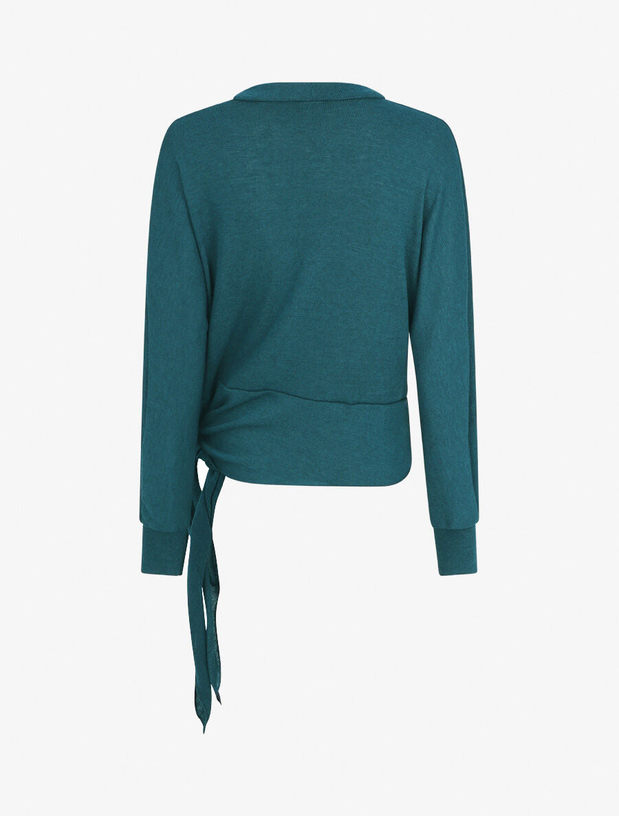 Pull droit uni à noeud - Bleu canard - 2