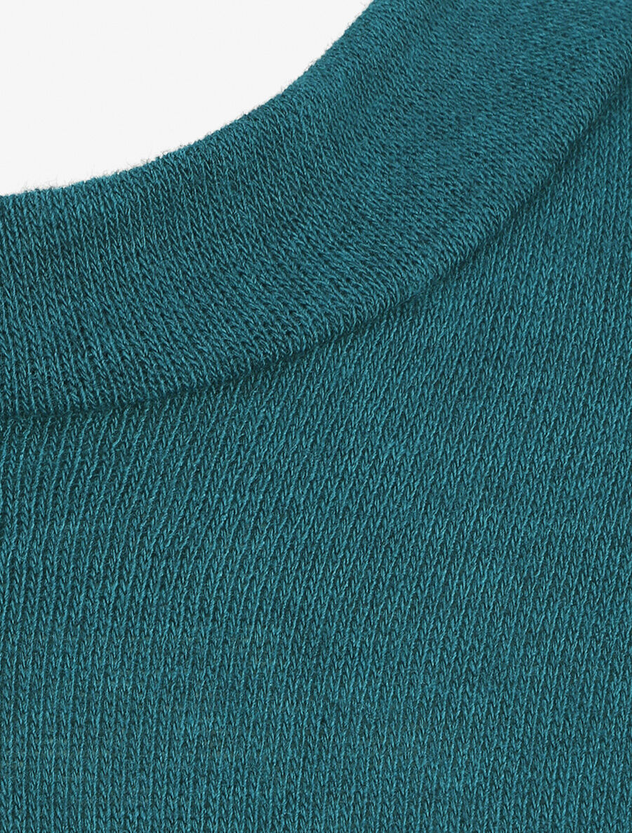 Pull droit uni à noeud - Bleu canard - 3