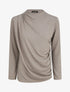 Pull droit uni effet drapé - Gris taupe - 1