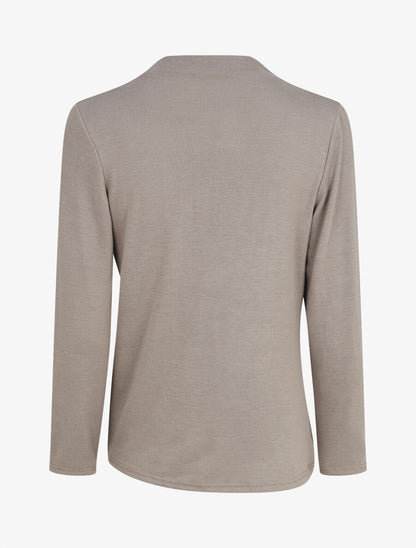 Pull droit uni effet drapé - Gris taupe - 2