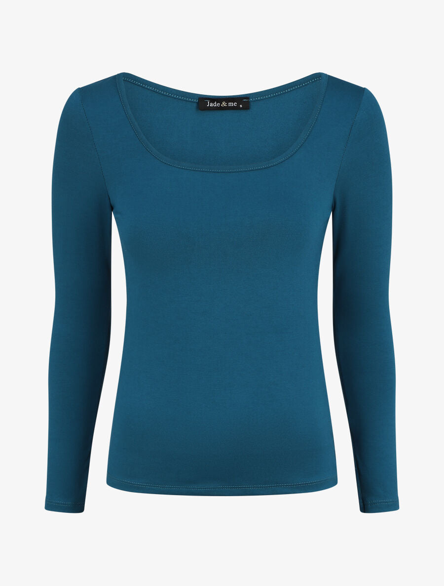Top basique ajusté manches longues - Bleu canard - 1