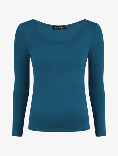 Top basique ajusté manches longues - Bleu canard - 1