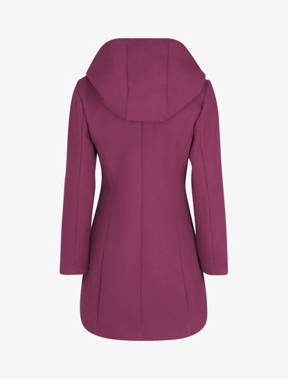 Manteau droit long à capuche - Violine - 2