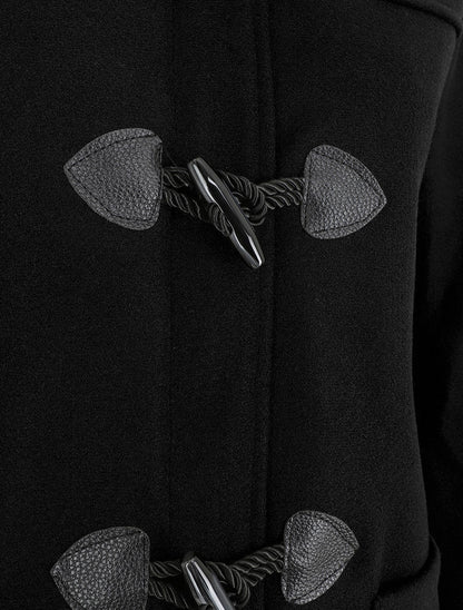 Duffle coat long coupe droite - Noir - 3