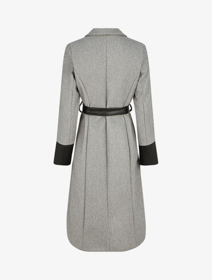 Manteau uni à manches en simili - Gris - 2