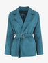 Veste droite en suédine ceinturée - Bleu canard - 4