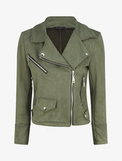 Veste courte en suédine - Kaki - 1