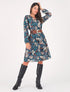 Robe évasée imprimé tropical - Bleu canard - 1