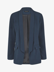 Blazer droit basique uni - Marine - 1