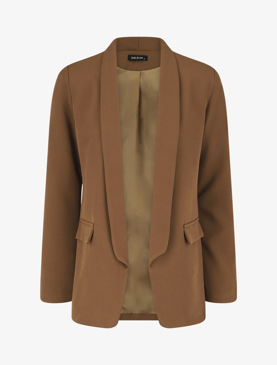 Blazer droit basique uni - Marron - 1