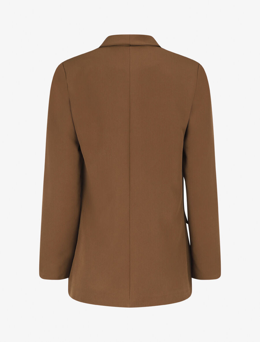 Blazer droit basique uni - Marron - 2