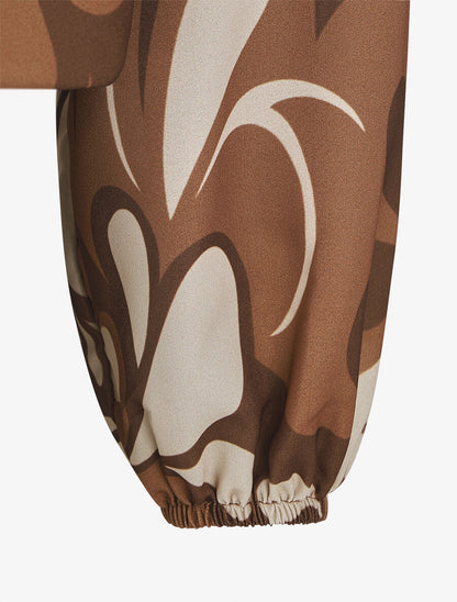 Top graphique ample col rond - Marron - 3