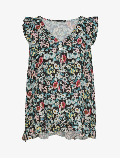 Blouse imprimé fleurs des champs - Noir - 1