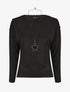 Pull droit uni à boutons - Noir - 4