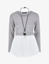 Pull droit à chemise effet superposé - Gris - 1