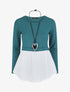 Pull droit à chemise effet superposé - Bleu canard - 4