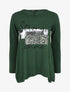Pull fin à flocage - Vert sapin - 1