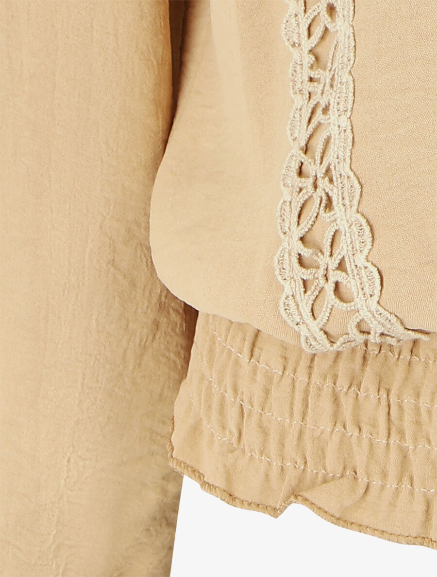 Top élastiqué à crochet - Beige - 3