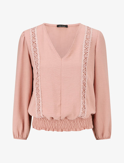 Top élastiqué à crochet - Rose - 4