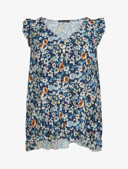Blouse imprimé fleurs des champs - Bleu - 1