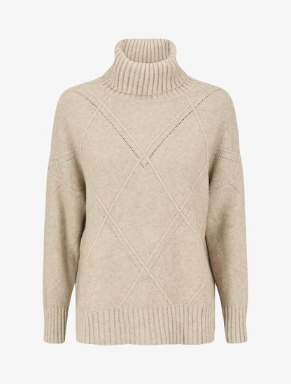 Pull ample col roulé - Beige - 4