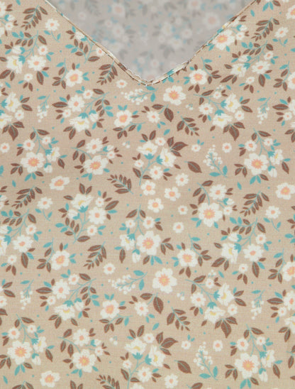 Robe patineuse courte à volants imprimé fleuri - Taupe - 3