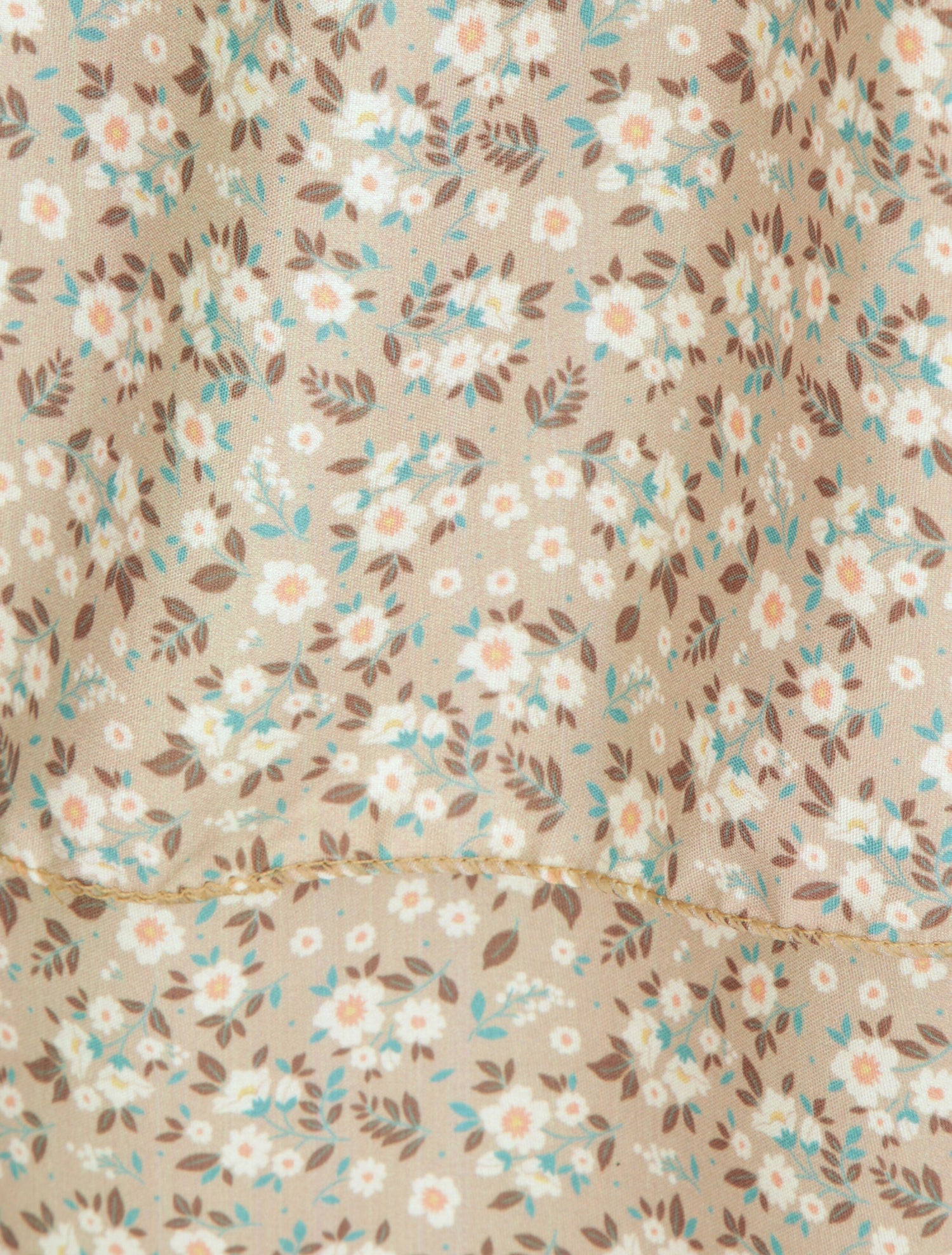 Robe patineuse courte à volants imprimé fleuri - Taupe - 4