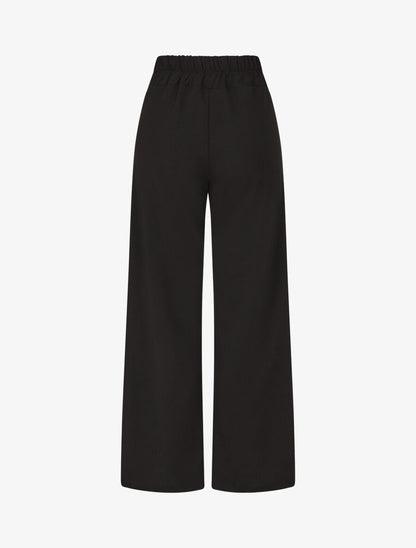 Pantalon droit taille haute ceinture fantaisie - Noir - 2