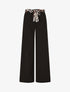 Pantalon ample taille haute ceinture fantaisie - Noir - 1