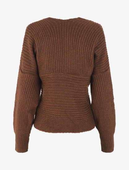 Pull cache-coeur en maille - Marron - 2